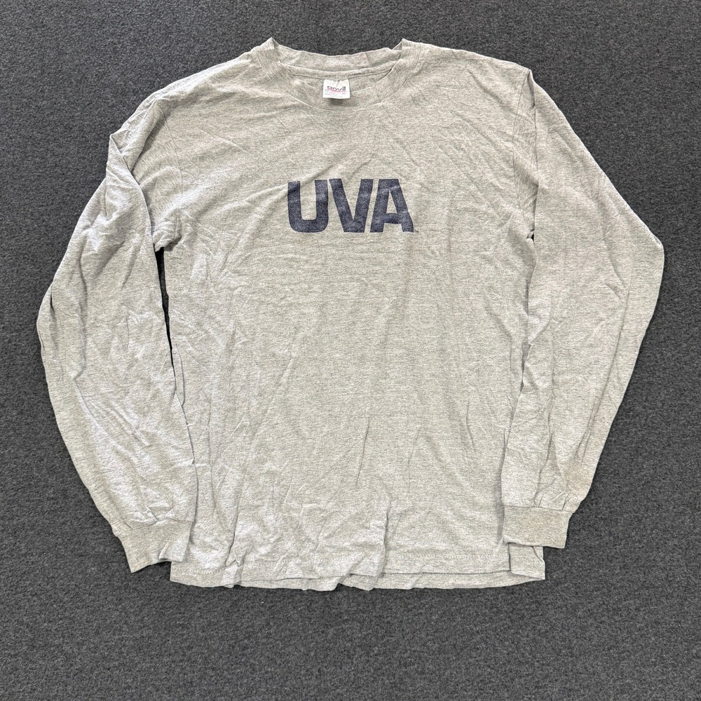 Vintage UVA Anvil Graphic Long Sleeve T-Shirt Mens Medium Gray Good Cotton Blend